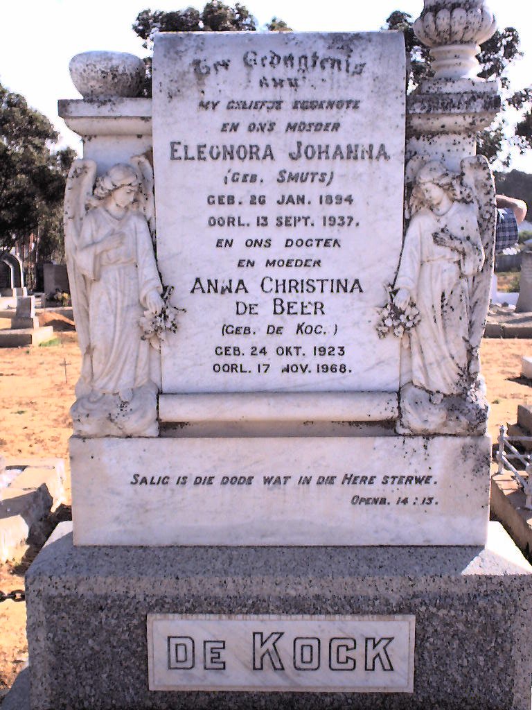 KOCK Eleonora Johanna, de nee SMUTS 1894-1937 :: DE BEER Anna Christina nee DE KOCK 1923-1968