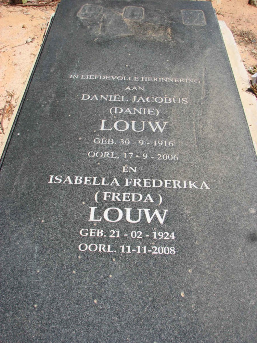 LOUW Daniel Jacobus 1916-2006 &amp; Isabella Frederika 1924-2008