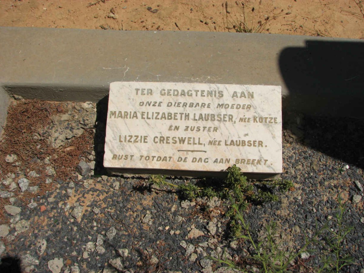LAUBSER Maria Elizabeth nee Kotze :: CRESWELL Lizzie nee LAUBSER 