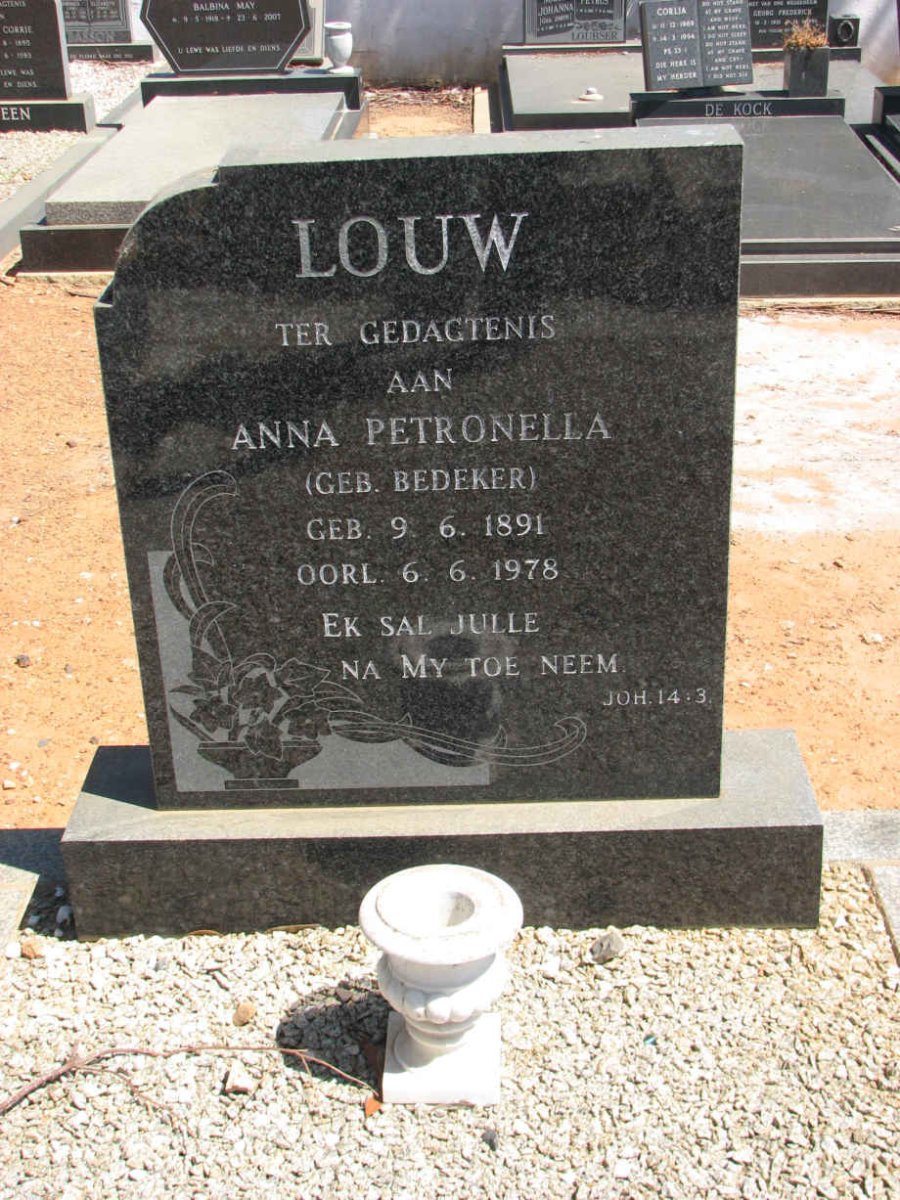 LOUW Anna Petronella nee BEDEKER 1891-1978