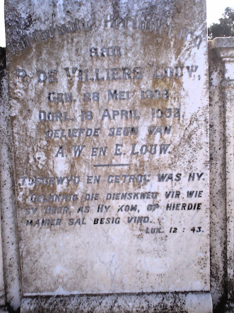 LOUW P. de Villiers 1908-1932