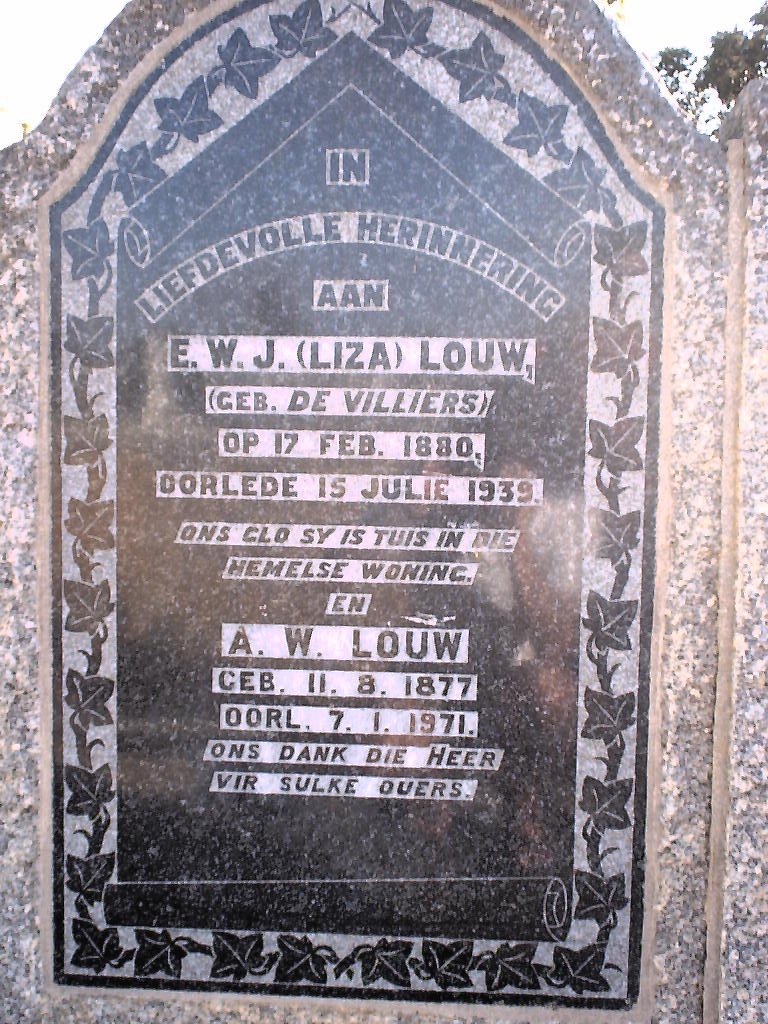 LOUW A.W. 1877-1971 &amp; E.W.J. DE VILLIERS 1880-1939