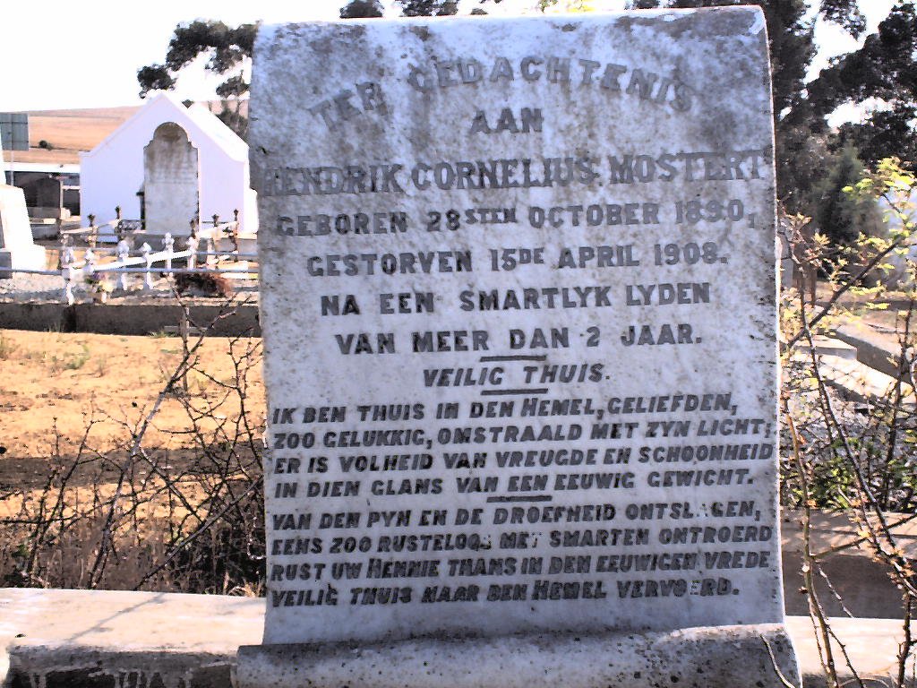 MOSTERT Hendrik Cornelius 1890-1908