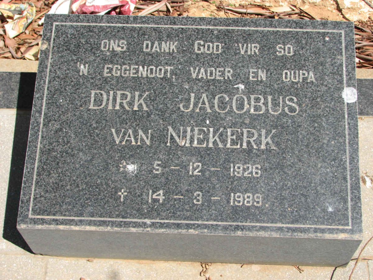 NIEKERK Dirk Jacobus, van 1926-1989