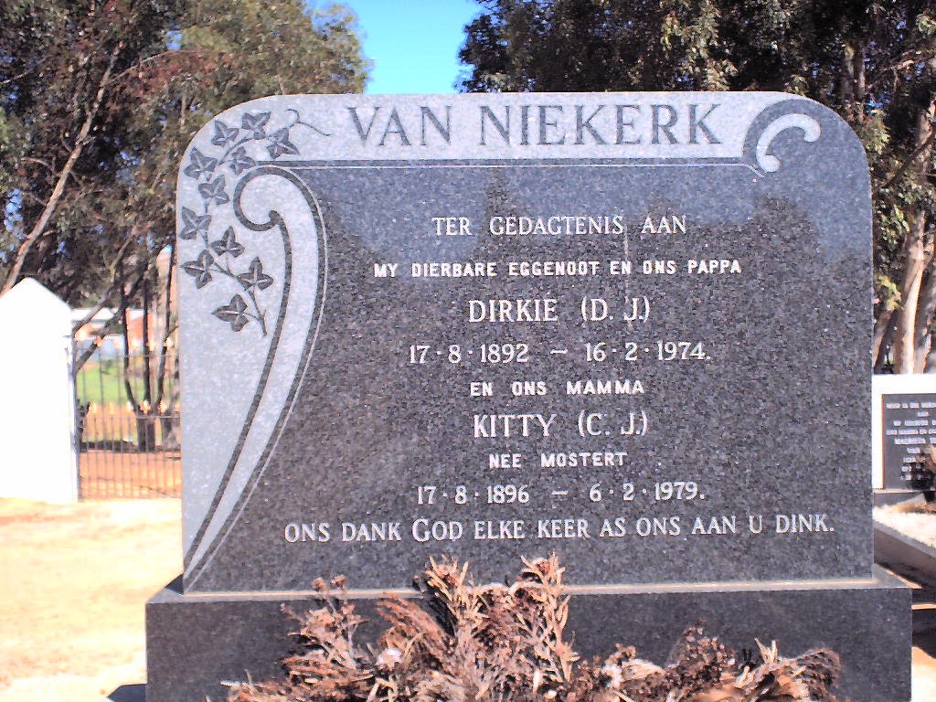 NIEKERK D.J., van 1892-1974 &amp; C.J. MOSTERT 1896-1979