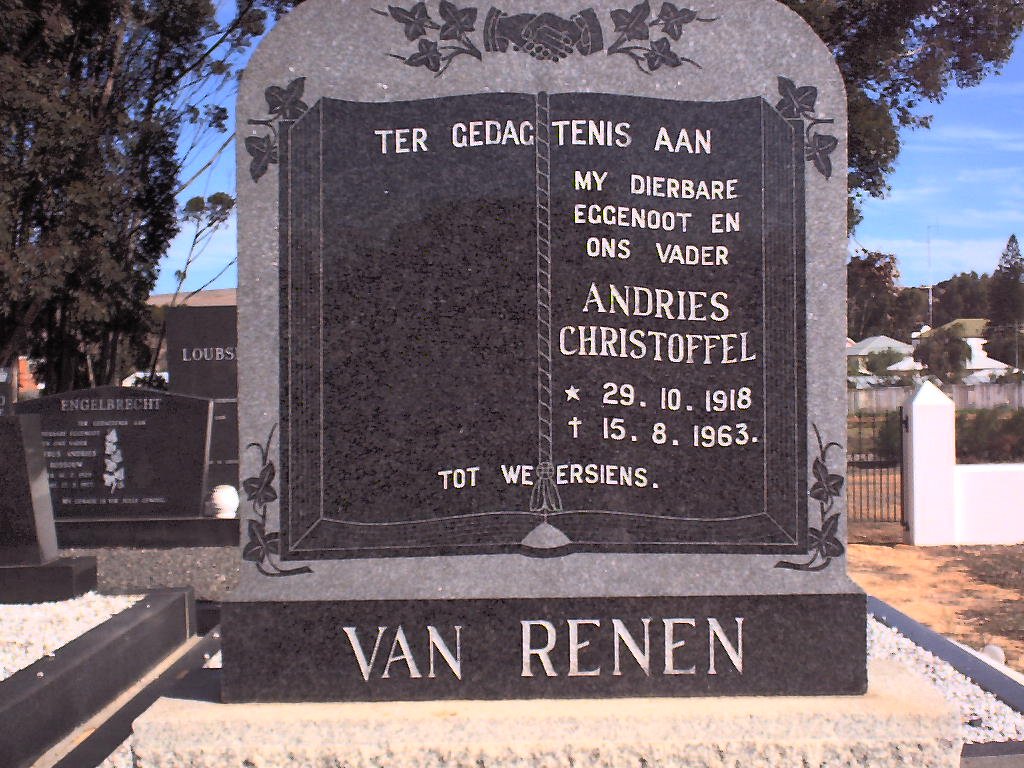 RENEN Andries Christoffel, van 1918-1963