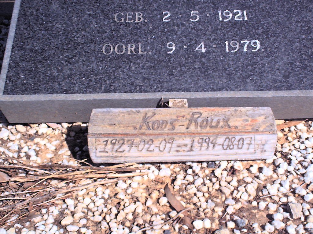 ROUX Koos 1927-1994, HULME Susarha Johanna 1921-1979