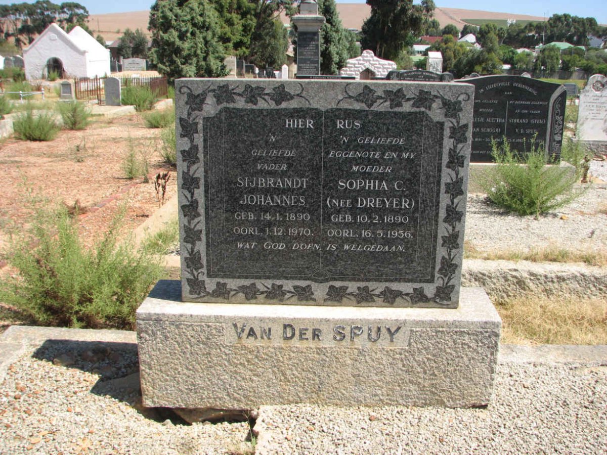 SPUY Sijbrandt Johannes, van der 1890-1970 &amp; Sophia C. DREYER 1890-1956
