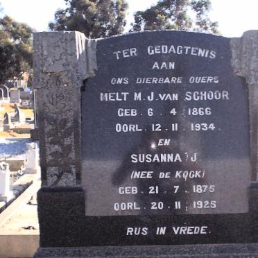 SCHOOR Melt M.J., van  1866-1934 &amp; Susanna J. DE KOCK 1875-1925