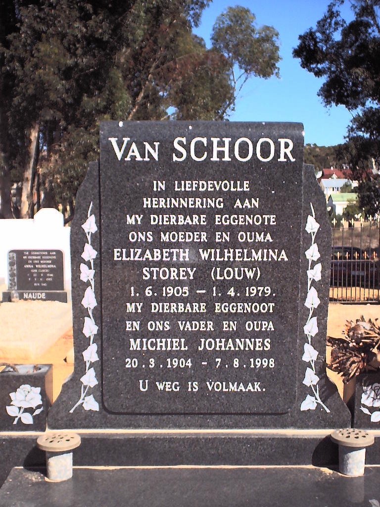 SCHOOR Michiel Johannes, van 1904-1998 &amp; Elizabeth Wilhelmina Storey LOUW 1905-1979