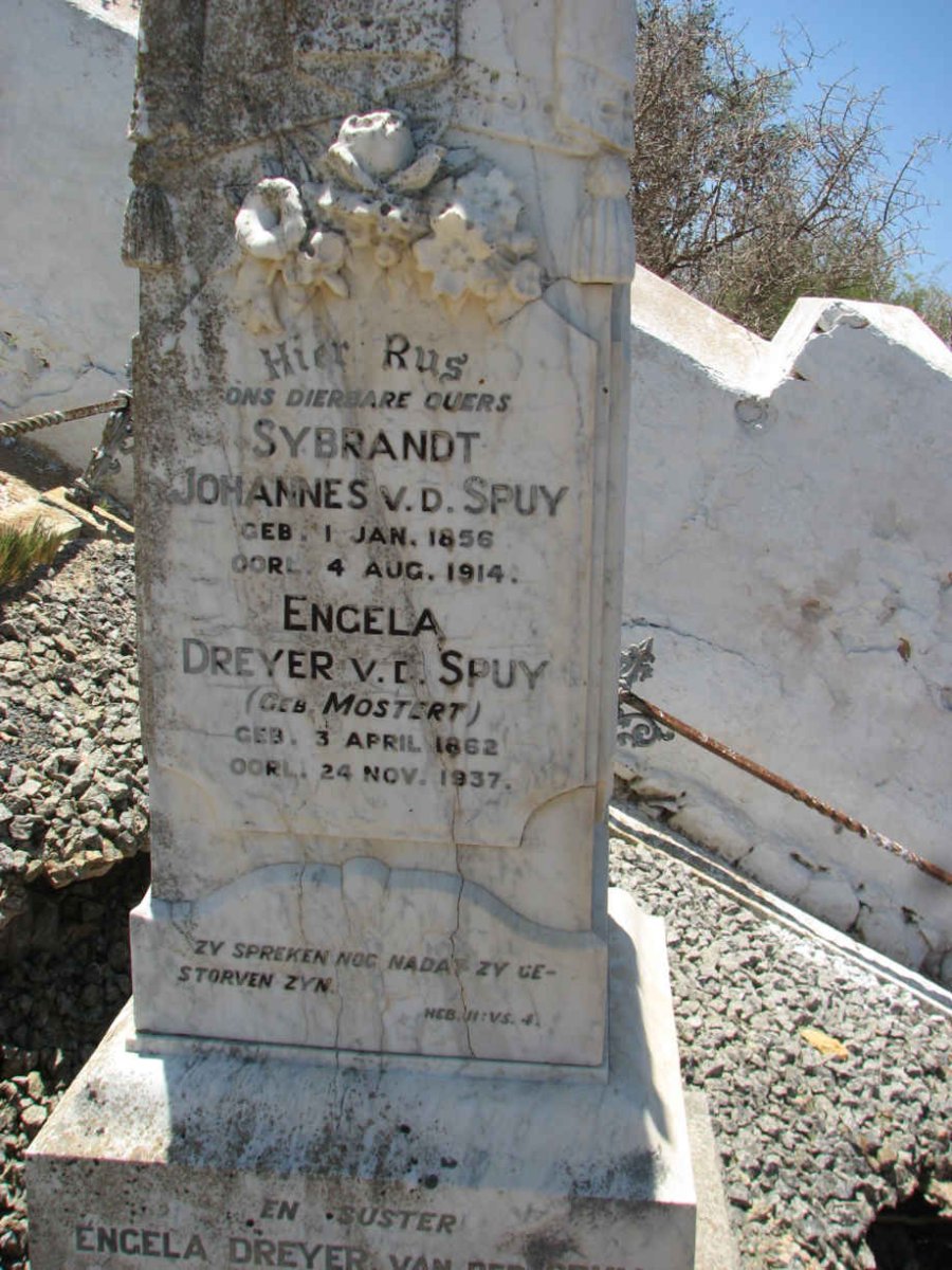 SPUY Sybrandt Johannes, v.d 1856-1914 &amp; Engela Dreyer MOSTERT 1862-1937