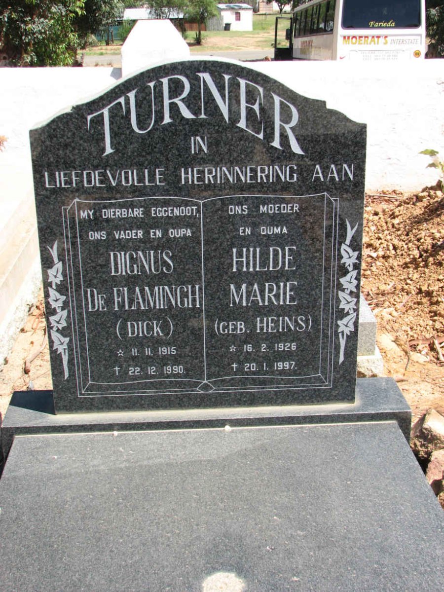 TURNER Dignus De Flamingh 1915-1990 &amp; Hilde Marie HEINS 1926-1997
