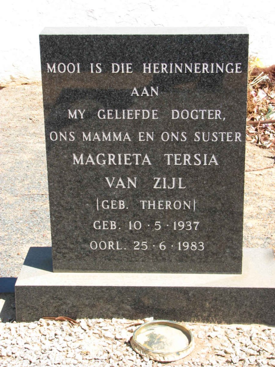 ZIJL Magrieta Tersia, van nee THERON 1937-1983