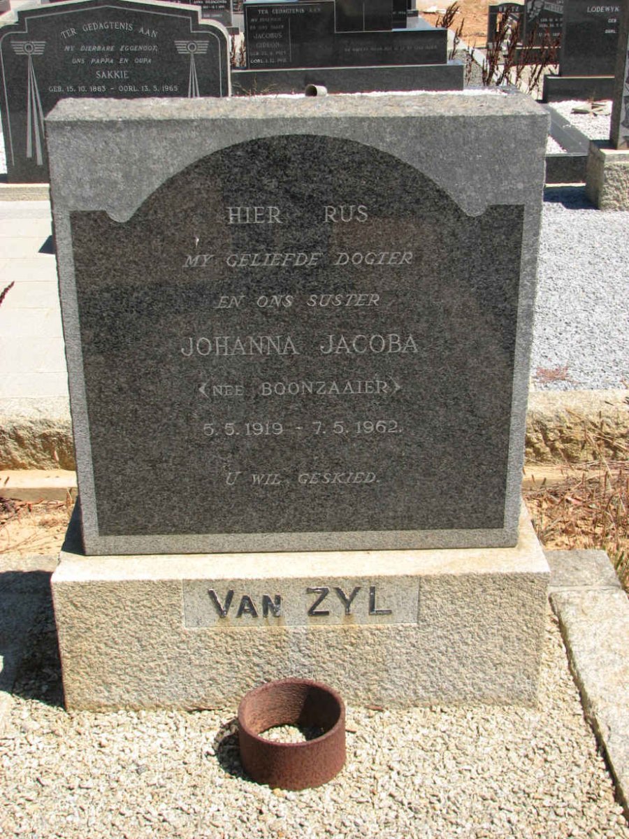 ZYL Johanna Jacoba, van nee BOONZAAIER 1919-1962