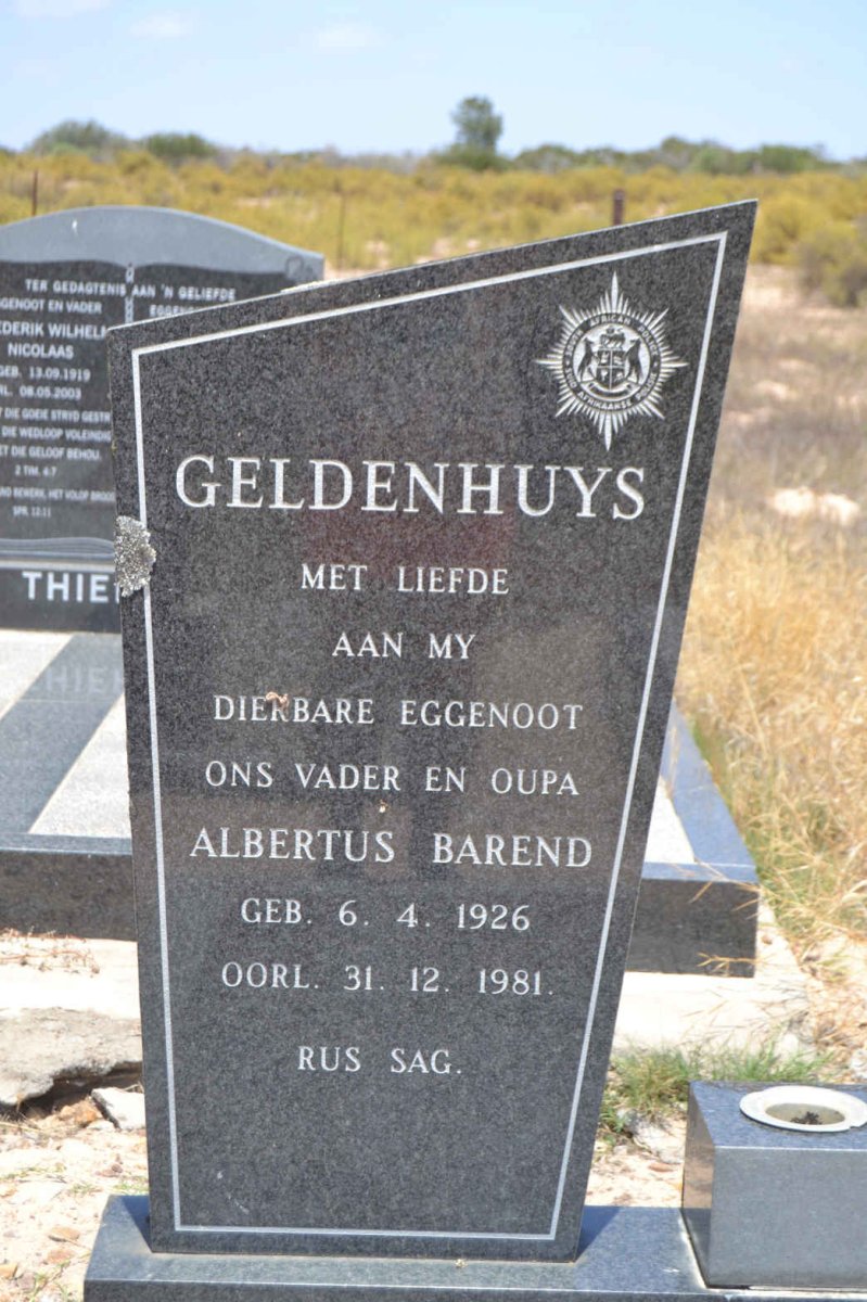 GELDENHUYS Albertus Barend 1926-1981