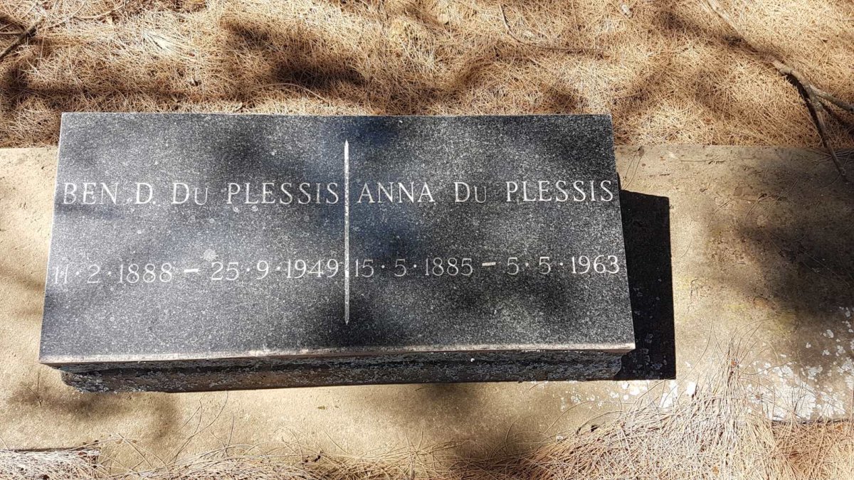 PLESSIS Ben D., du 1888-1949 &amp; Anna 1885-1963