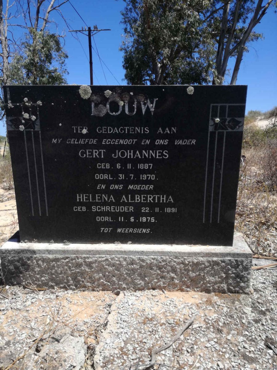LOUW Gert Johannes 1887-1970 &amp; Helena Albertha SCHREUDER 1891-1975