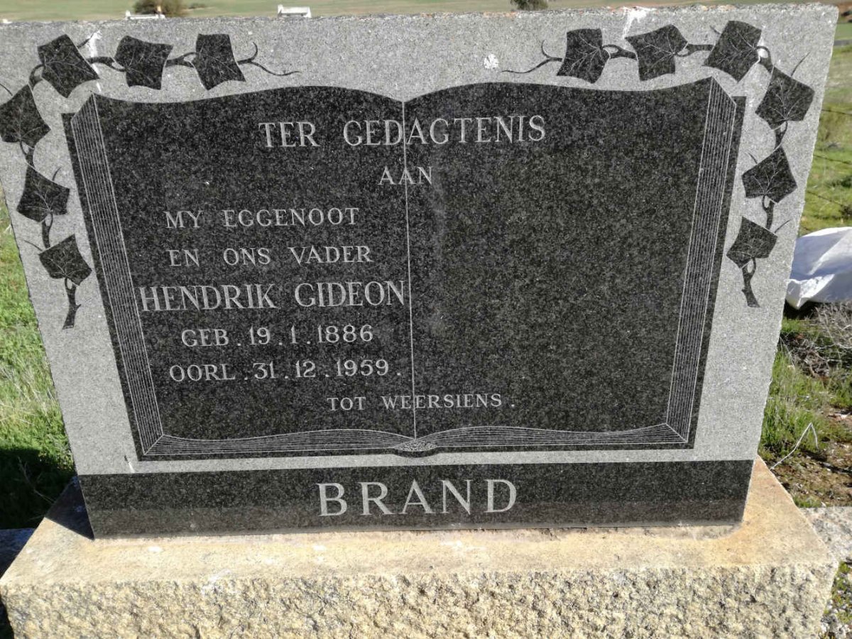 BRAND Hendrik Gideon 1886-1959