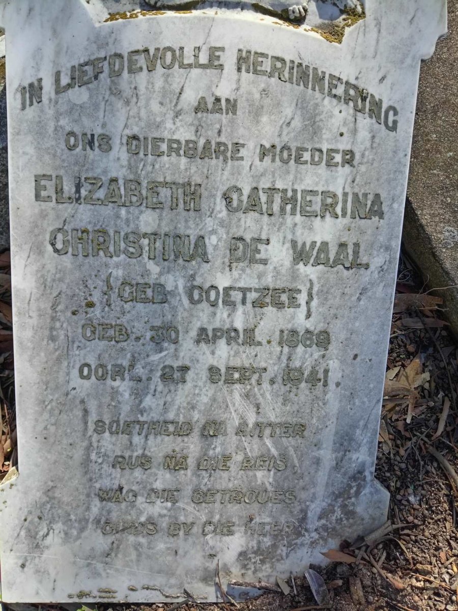 WAAL Elizabeth Catherina Christina, de nee COETZEE 1869-1941