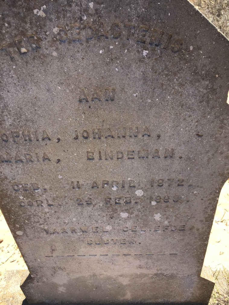 BINDEMAN Sophia Johanna Maria 1872-1889