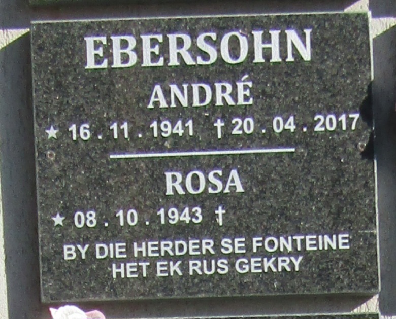 EBERSOHN Andre 1941-2017 & Rosa 1943-