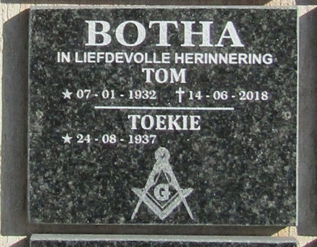 BOTHA Tom 1932-2018 :: BOTHA Toekie 1937-