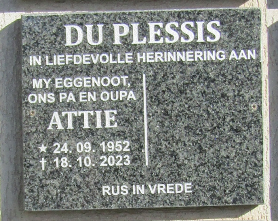PLESSIS Attie, du 1952-2023