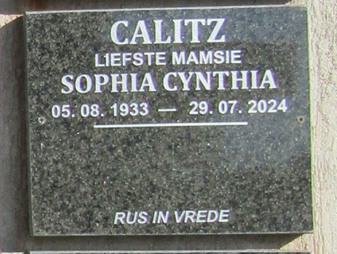 CALITZ Sophia Cynthia 1933-2024