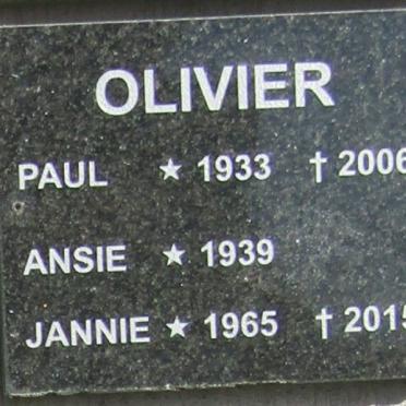 OLIVIER Paul 1933-2006 & Ansie 1939- :: OLIVIER Jannie 1965-2015
