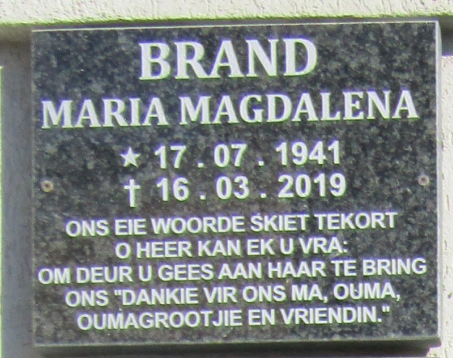 BRAND Maria Magdalena 1941-2019
