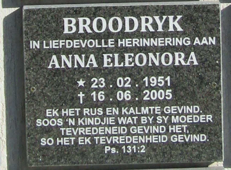 BROODRYK Anna Eleonora 1951-2005