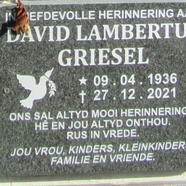 GRIESEL David Lambertus 1936-2021