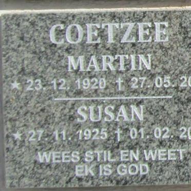 COETZEE Martin 1920-2011 & Susan 1925-2015