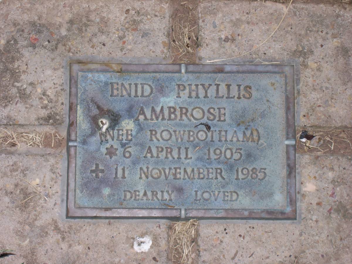 AMBROSE Enid Phyllis nee ROWBOTHAM 1905-1985