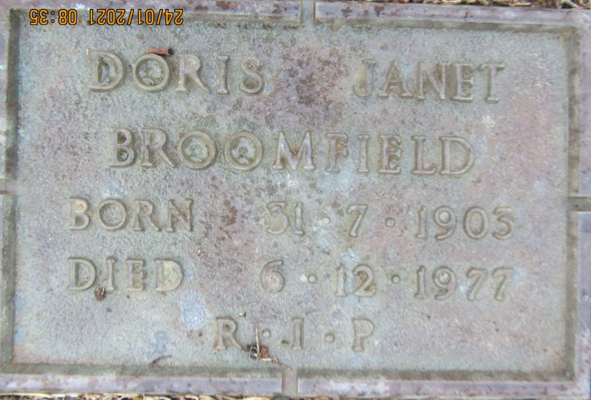BROOMFIELD Doris Janet 1903-1977