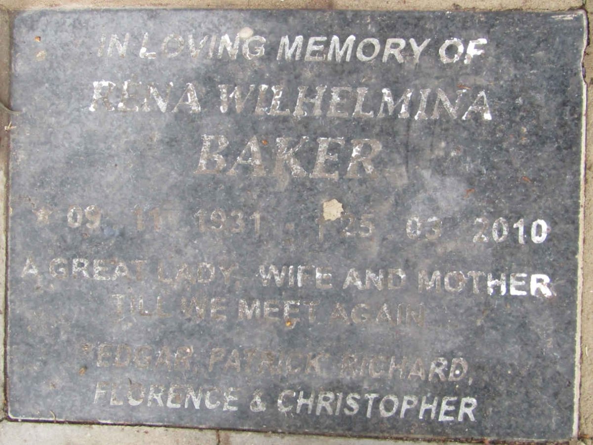 BAKER Rena Wilhelmina 1931-2010