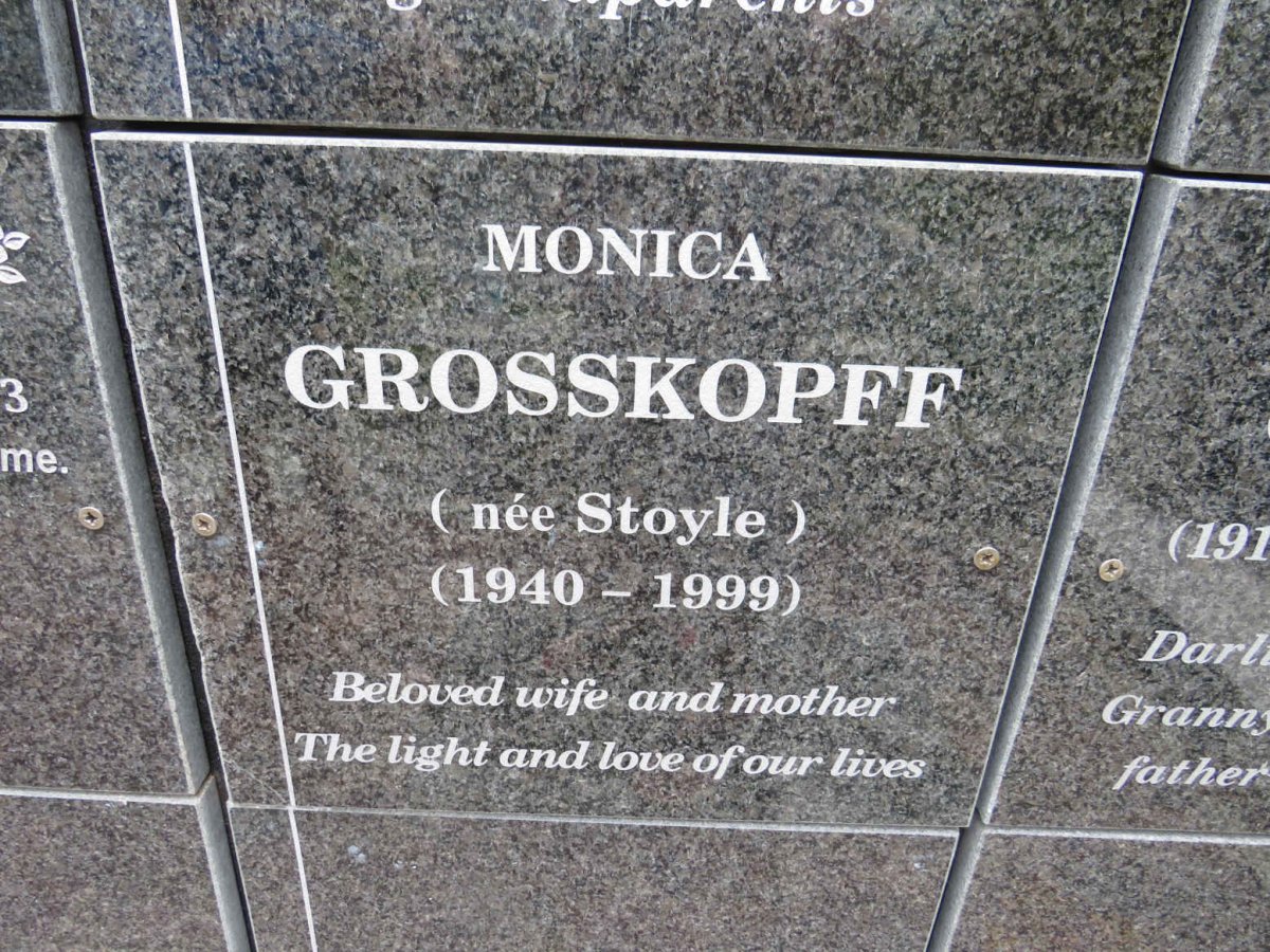 GROSSKOPFF Monica nee STOYLE 1940-1999