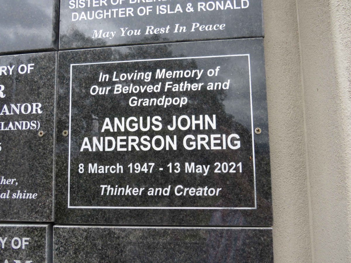 GREIG Angus John Anderson 1947-2021