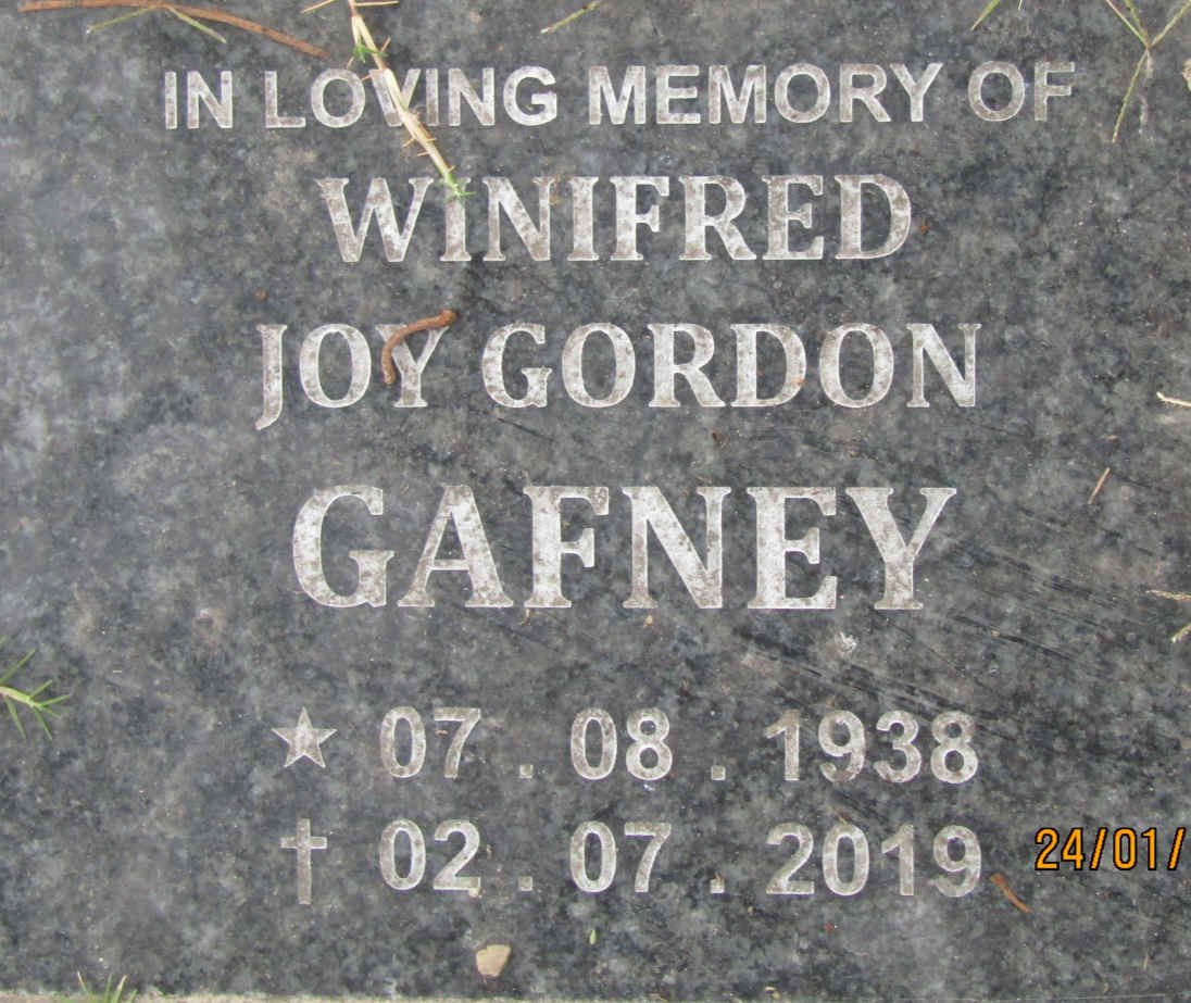 GAFNEY Winifred Joy Gordon 1938-2019