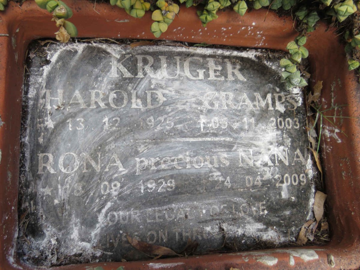 KRUGER Harold 1925-2003 & Rona 1929-2009