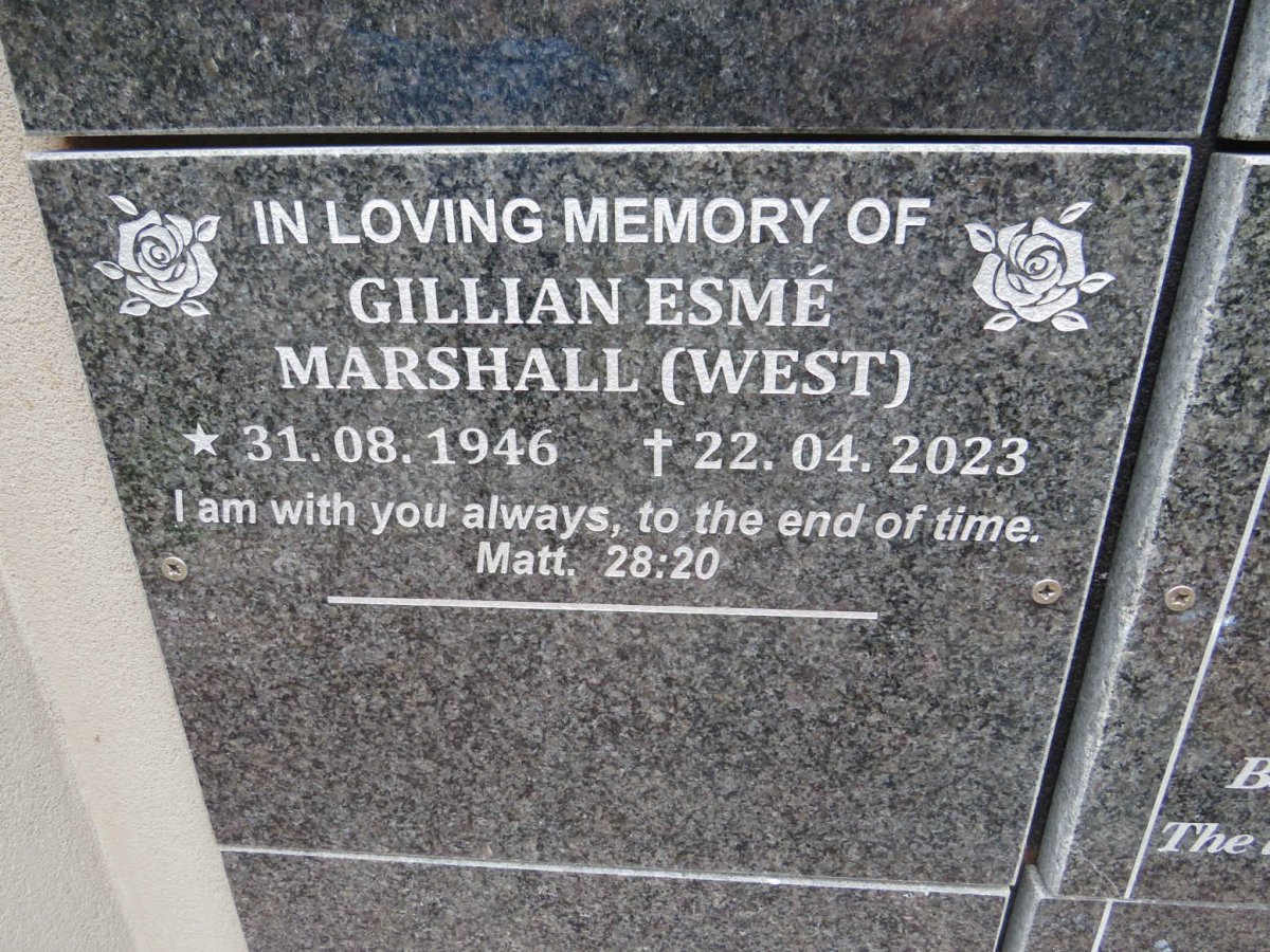 MARSHALL Gillian Esme nee WEST 1946-2023
