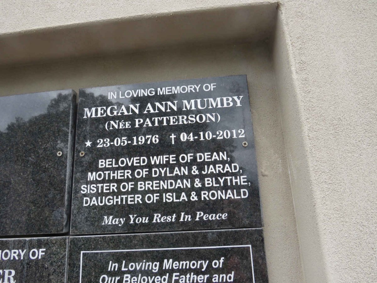 MUMBY Megan Ann nee PATTERSON 1976-2012
