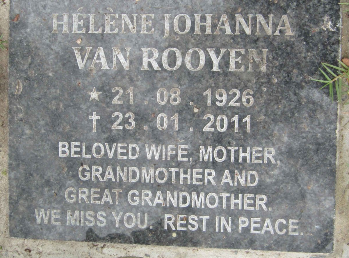 ROOYEN Helene Johanna, van 1926-2011