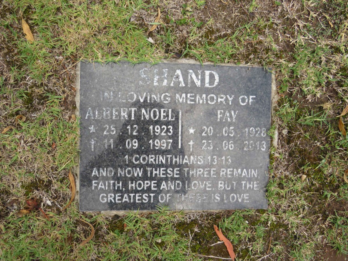 SHAND Albert Noel 1923-1997 & Fay 1928-2013