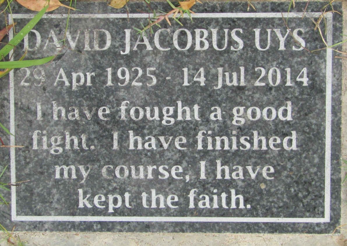 UYS David Jacobus 1925-2014