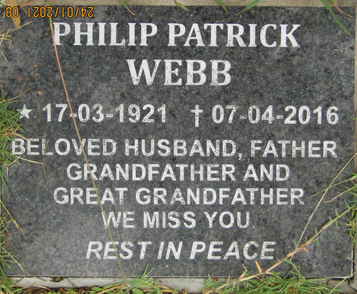 WEBB Philip Patrick 1921-2016