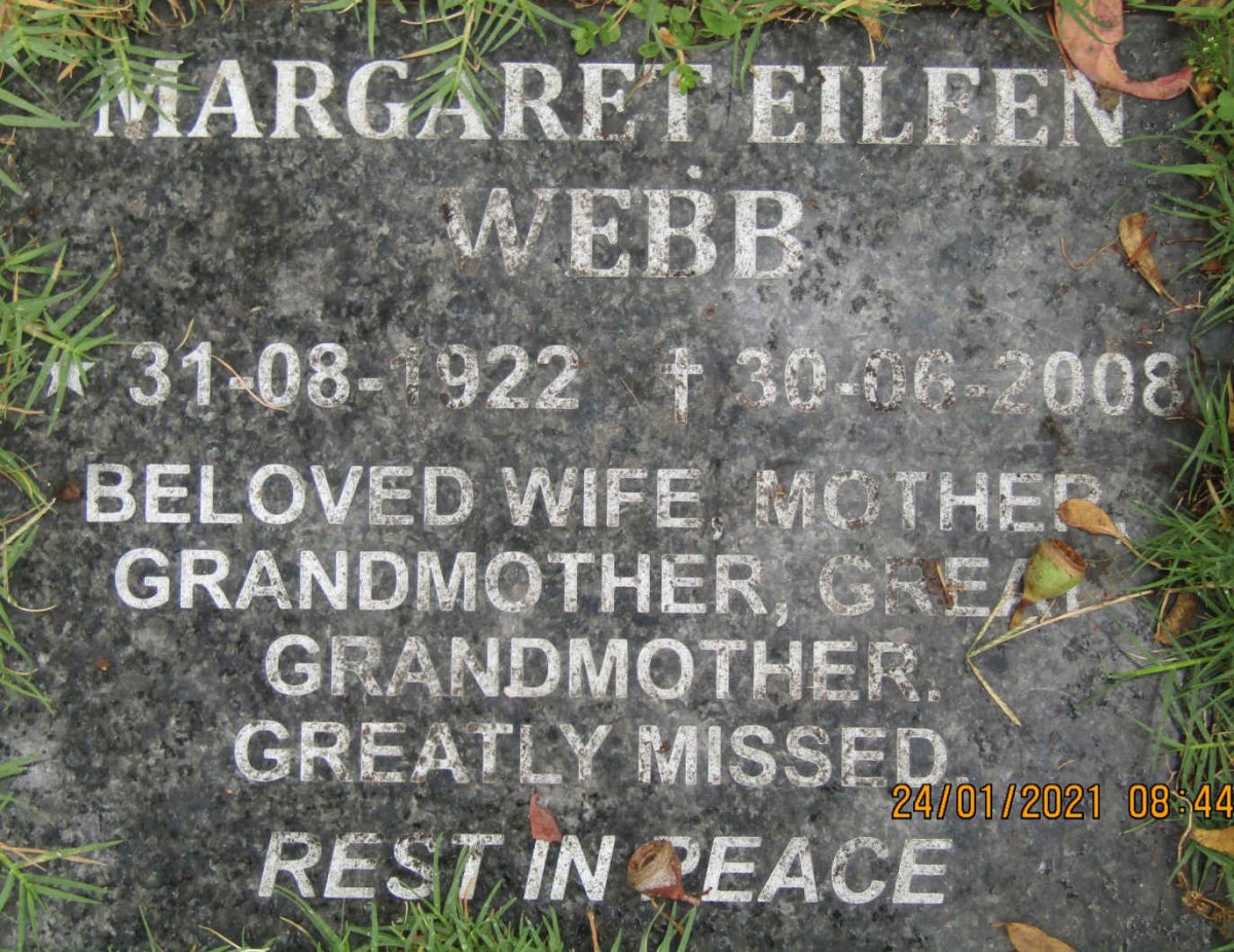 WEBB Margaret Eileen 1922-2008