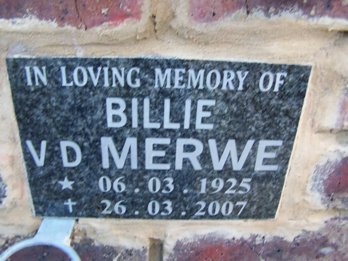 MERWE Billie, v.d. 1925-2007