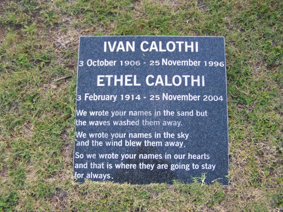 CALOTHI Ivan 1906-1996 &amp; Ethel 1914-2004