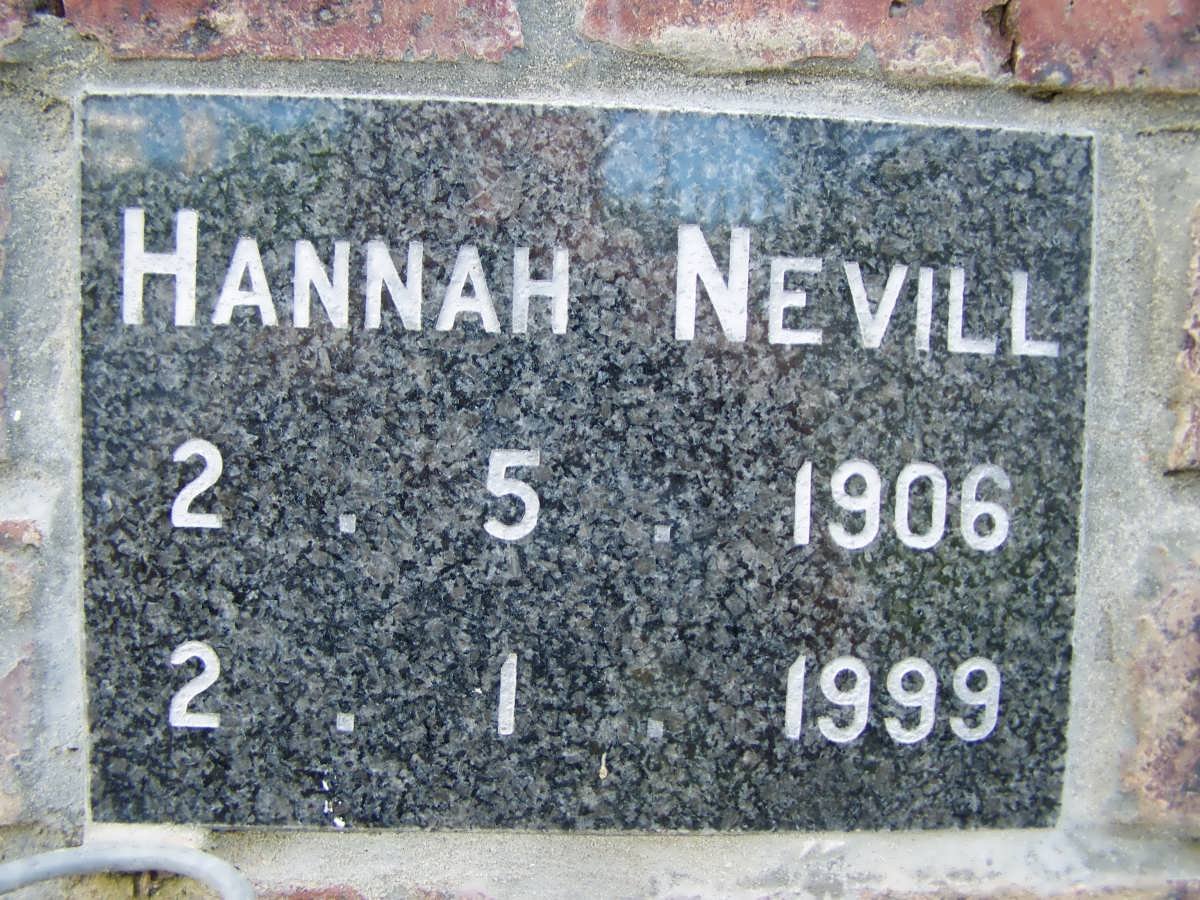 NEVILL Hannah 1906-1999